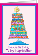 Happy Birthday to My Step-Mother Party Cake card