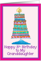 Happy 8th Birthday to My Granddaughter Party Cake card