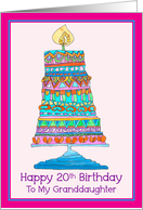 Happy 20th Birthday to My Granddaughter Party Cake card