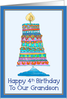 Happy 4th Birthday to Our Grandson Party Cake card