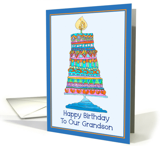 Happy Birthday to Our Grandson Party Cake card (947174)