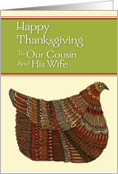 Happy Thanksgiving Harvest Hen to Our Cousin and His Wife card