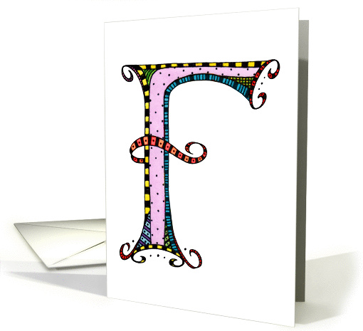 Whimsical F Monogram On White Blank card (1029413)