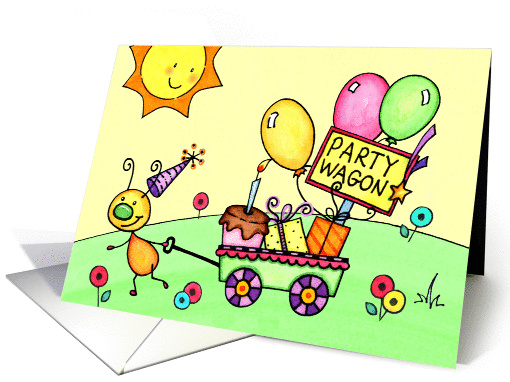 Kids Buggy Party Wagon Birthday card (1064753)
