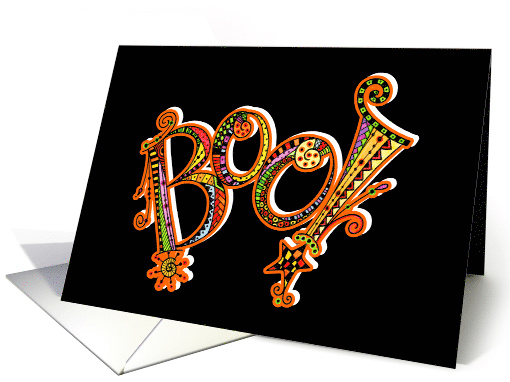 BOO! Bold and Bright Zentangle Inspired Halloween card (1394018)