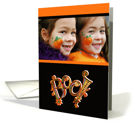 BOO! Bold and Bright Zentangle Inspired Photo Insert Halloween card
