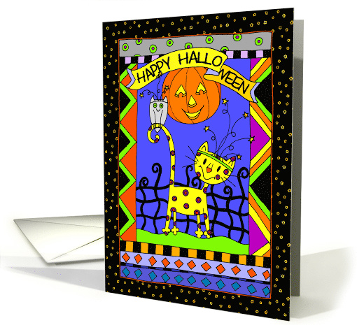 Happy Halloween Funky Cat card (1396798)