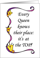 Every Queens Place is at the Top! Promotion Congratulations for Woman card