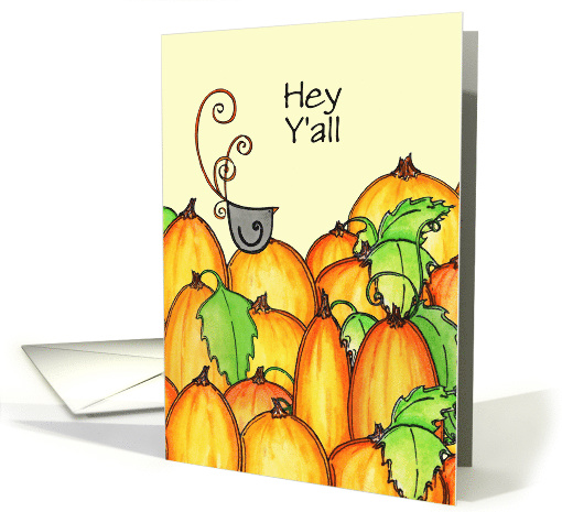 Pumpkin Patch With Whimsical Blackbird Thanksgiving card (1586982)