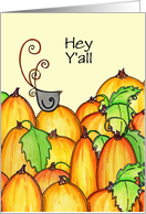 Pumpkin Patch With Whimsical Blackbird Thanksgiving card
