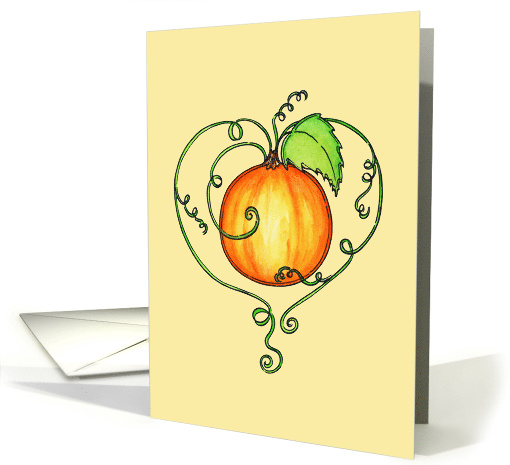Swirly Pumpkin Heart Thanksgiving card (1587100)