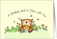 Birthday Wish from Teddy Bear with Honey Jar card