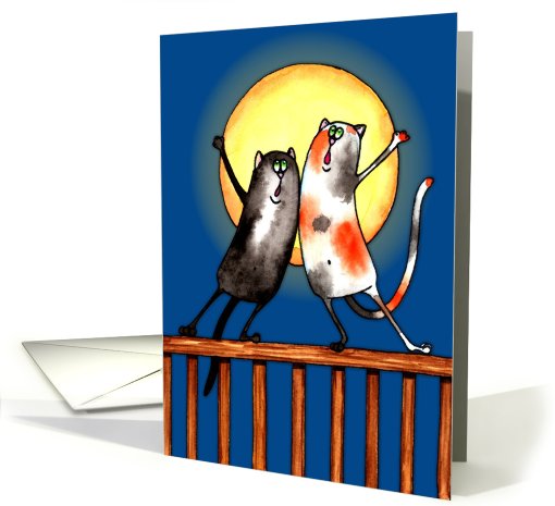 Halloween Cats Howling Under The Moon card (653528)