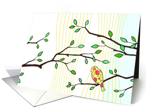 Retro Bird On Branch card (808707)