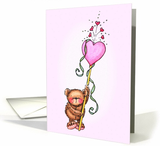 Teddy Bear With Hearts And Ribbons Valentine's Day card (897220)