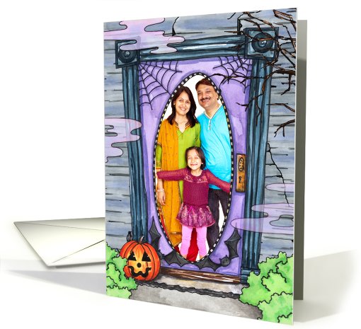 Haunted House Door Photo Insert Halloween card (957001)