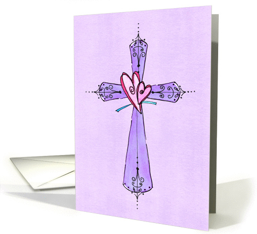 Swirly Purple Cross Easter Blessings card (958859)