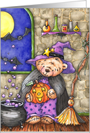 Teddy Bear Witches Brew Halloween Birthday Card