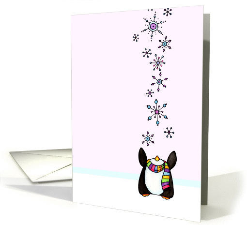 Penguin Catching Snowflakes card (977285)