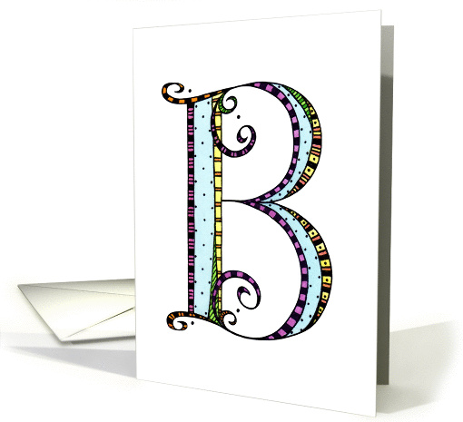 Whimsical B Monogram On White Blank card (992619)
