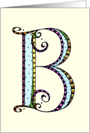 Whimsical B Monogram On Yellow Blank Card