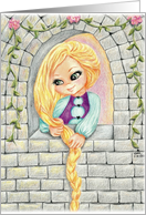 Long Hair Rapunzel in Window of Castle Tower card