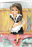 Cleaning Lady French Maid Faerie card