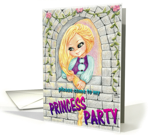 Please Come to my PRINCESS PARTY Rapunzel Tower card (102029)