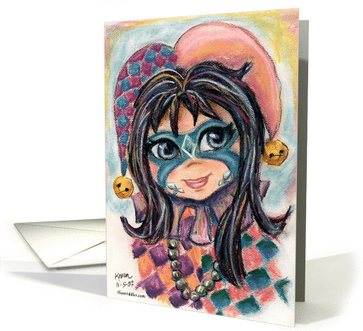 Mardi Gras Clown Jester with Painted Face card (104539)