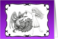 Fair Maiden Holding Cluster of Grapes for Winged Dragon PURPLE VIOLET LAVENDER card