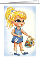 Blue Eyed Blonde Big Eyes Happy Birthday Gift Bag Party Invitation card