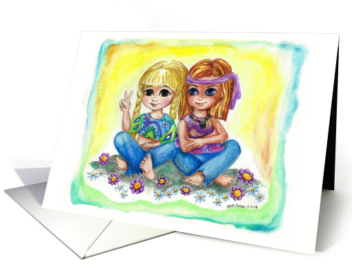 Peace Sign Love Happiness Hippie Flower Children Hippies card (536660)
