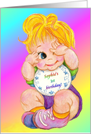 Happy First Birthday Sophie Rainbow Stars Baby Girl One Year card