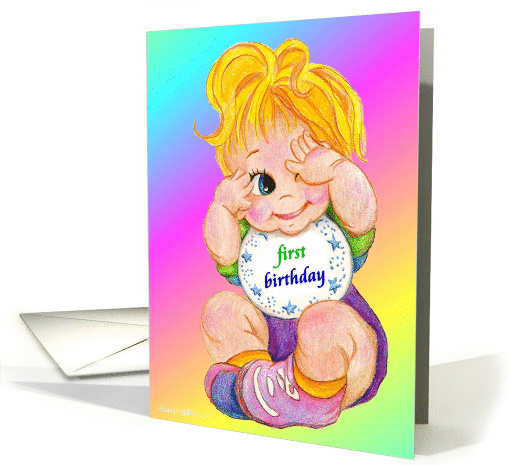 Invitation for First Birthday Party Rainbow Girl card (942944)