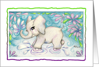 Jungle Birthday Party Invitation Big Eyed Elephant Splash card