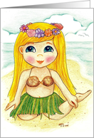 Wahini Hula Girl at the Ocean Beach card