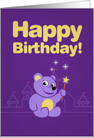 Purple Cartoon Teddy Bear Fairy Birthday card