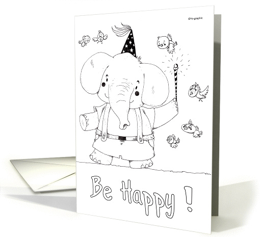Be Happy ! - coloring book card (136921)