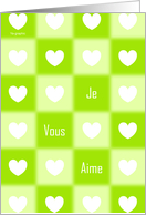 Je vous aime ! I love you in french - cute white little hearts card