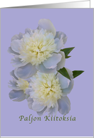 Thank You, Finnish, Paljon Kiitoksia, White Peony Flowers card