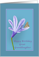 Birthday, Great Granddaughter, Lilac Daylily Flower and Butterfly card