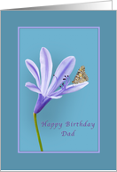 Birthday, Dad, Lilac Daylily Flower and Butterfly card