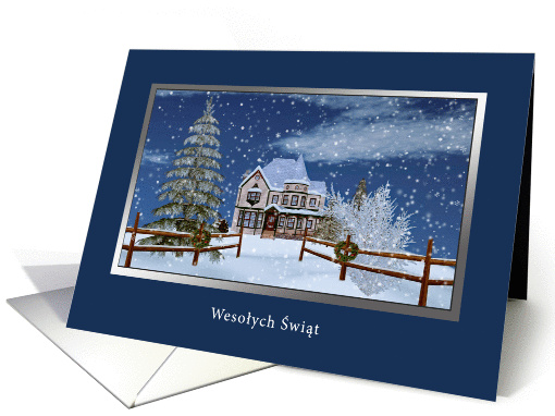 Christmas, Polish, Wesolych Swiat, Winter Scene card (1149076)