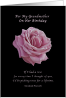 Birthday, Grandmother, Pink Rose on Black card