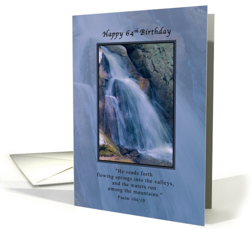 Birthday, 64th, Religious, Mountain Waterfall card (1166016)