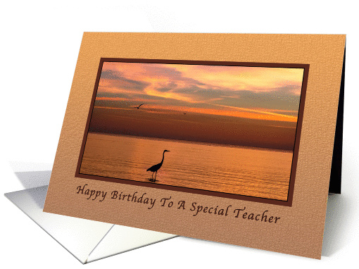 Birthday, Teacher, Ocean Sunset with Birds card (1177354)