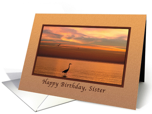 Birthday, Sister, Ocean Sunset with Birds card (1177396)