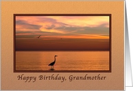 Birthday, Grandmother, Ocean Sunset with Birds card