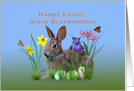 Easter, Great Grandmother, Bunny, Eggs, and Spring Flowers card
