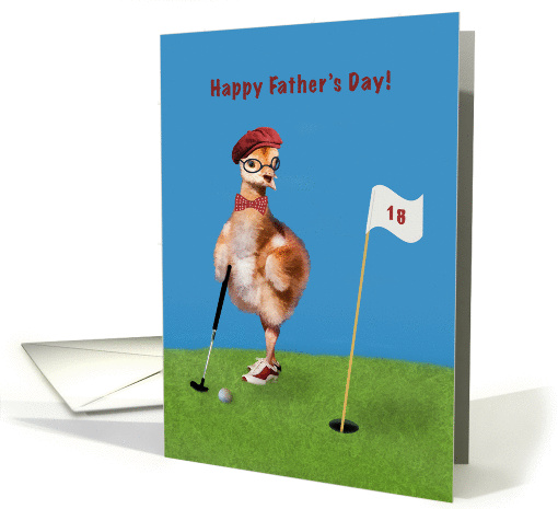 Father's Day, Humorous Bird Playing Golf card (1274534)